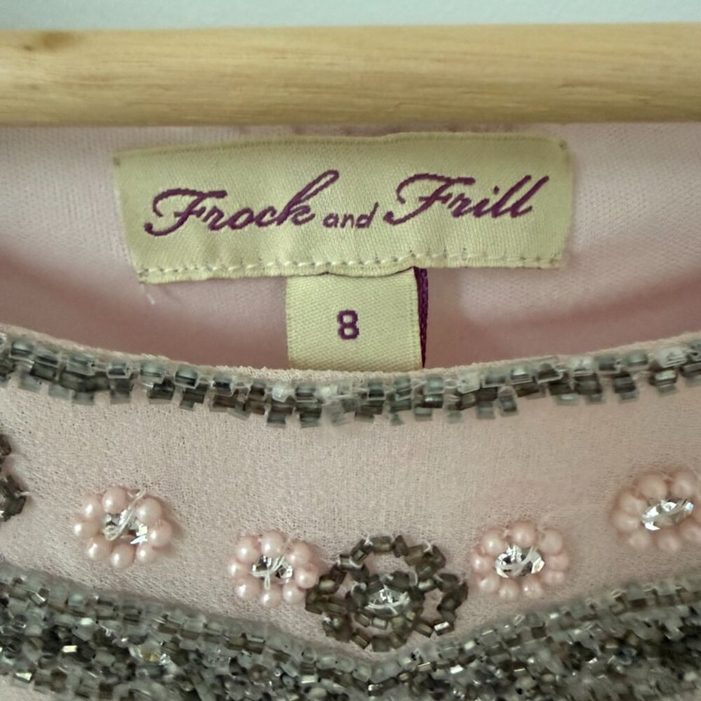 FROCK AND FRILL Beaded Art Deco Dress | Blush & Silver | Size 8 - Picture 6 of 9